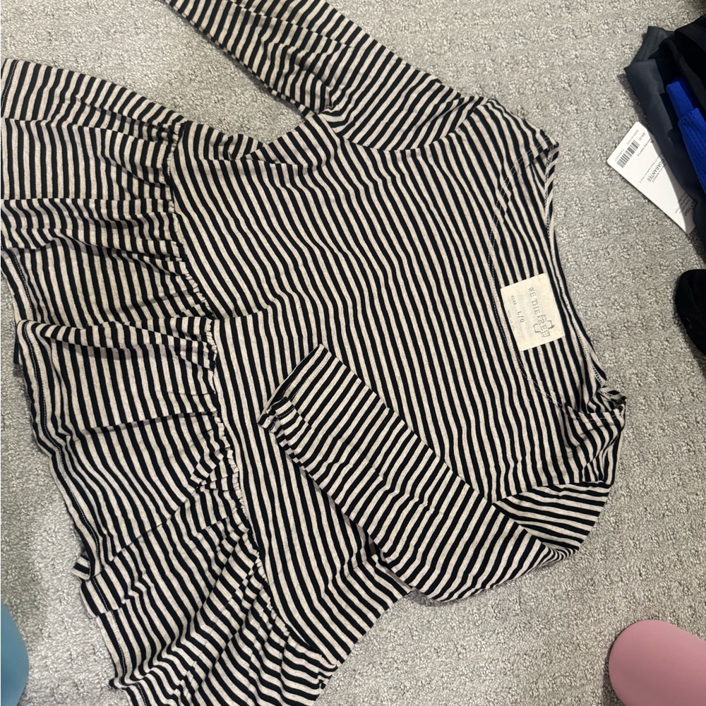 We The Free Black and Cream Striped Top